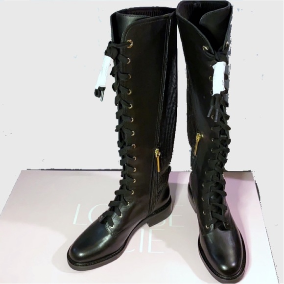 Louise et Cie “Voshell” Tall Lace-Up Leather Riding Boots NWT Women’s Size 7 - Picture 3 of 8